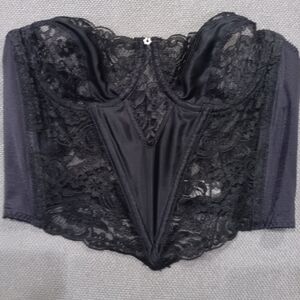 Vintage Dior Black Lace Bra with Sweetheart Neckline